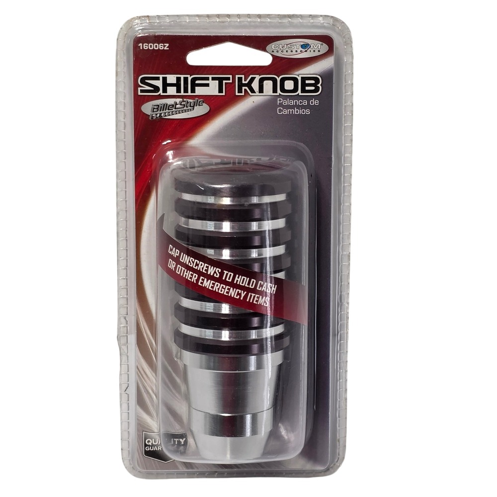 Custom Accessories Billet Style Black Silver Shift Knob 16006Z Hidden Storage